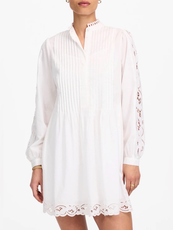 Madewell Dresses & Skirts - Madewell Pintucked Eyelet Mini Dress White Embroidered Cotton NWT Size S